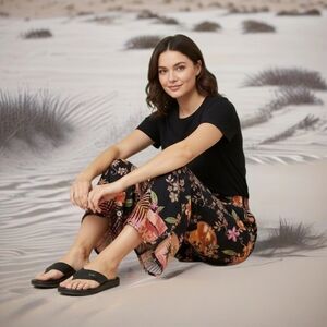 FAITH Resortwear Handmade in Bali Embellished Tropical Floral Beach Crop M / L